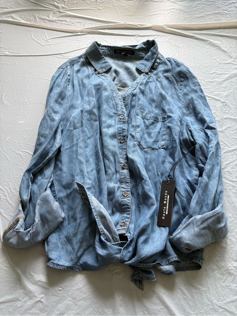 Haute Monde Washed Blue Denim Shirt
